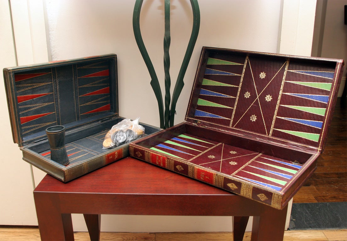 20th Century Vintage Backgammon Leather Book Board