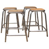 Set of Four Stainless Steel Stools