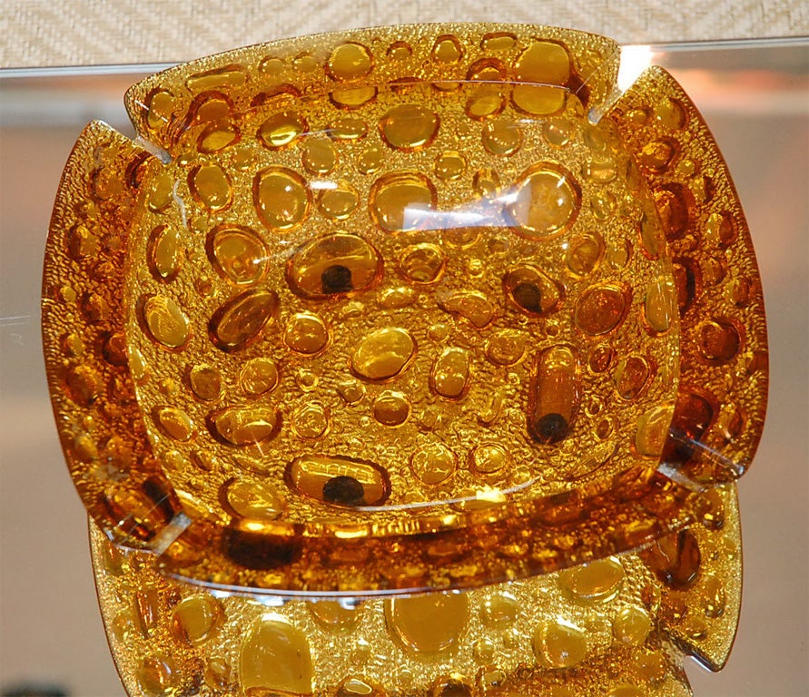 Unknown Vintage Amber Murano Ashtray