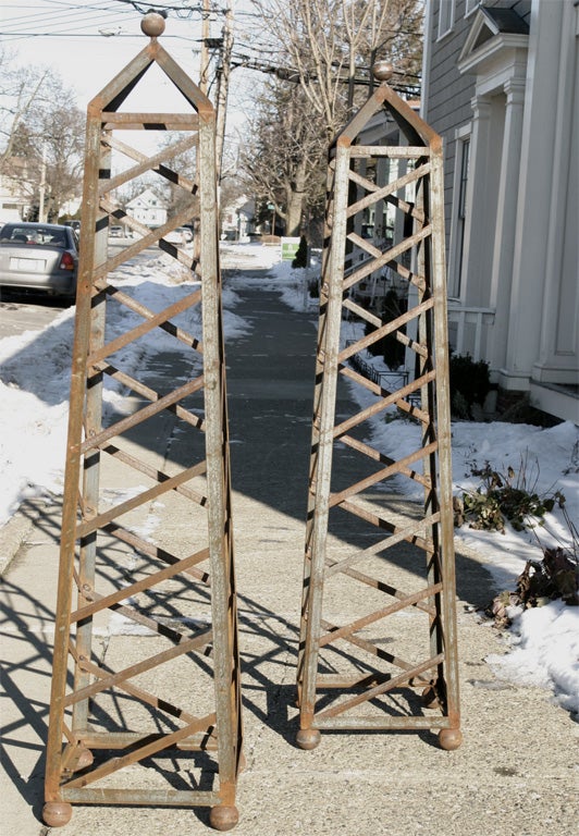 Pair Iron Topiary Obelisks 3