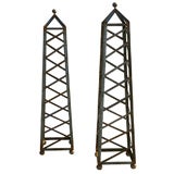 Vintage Pair Iron Topiary Obelisks