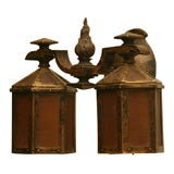 Antique Amber Glass Double Porch Lantern