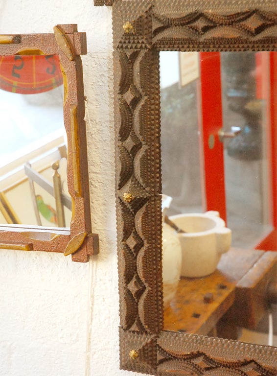 Tramp Art Frame with Mirror