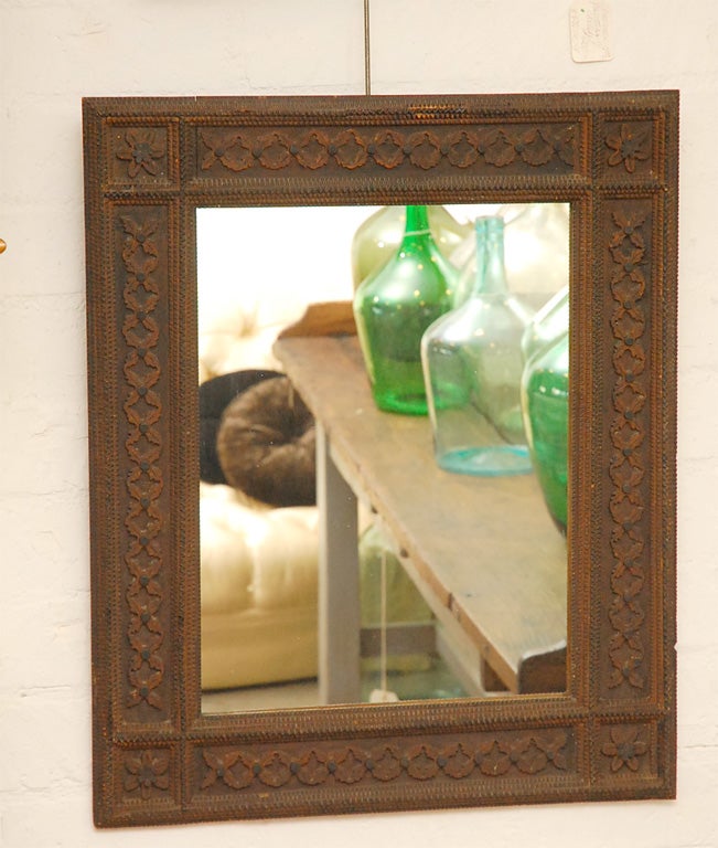 Tramp Art Frame with Mirror