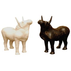 Pair of Bulls Sculptures