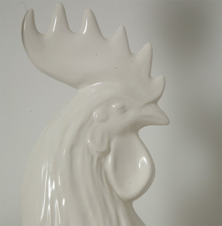 Ceramic Pair of White Rooster  Lamps