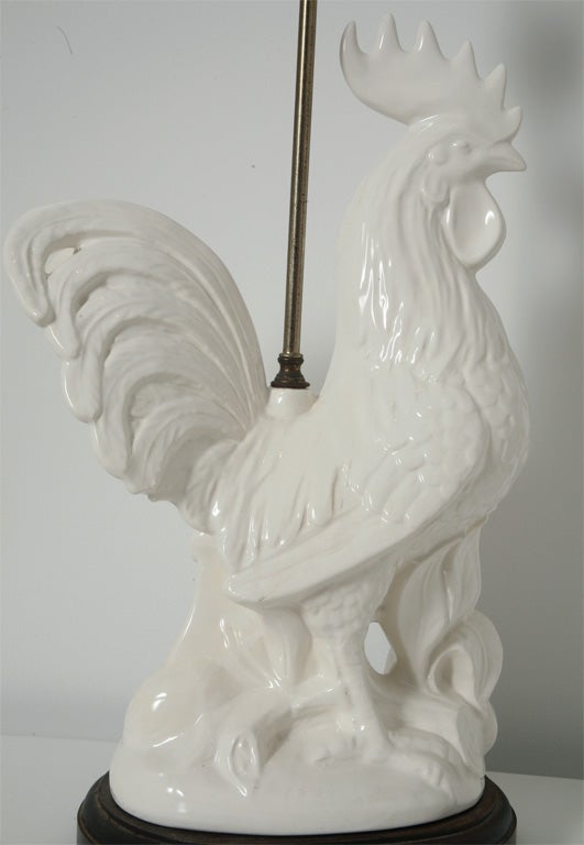 Pair of White Rooster  Lamps 3