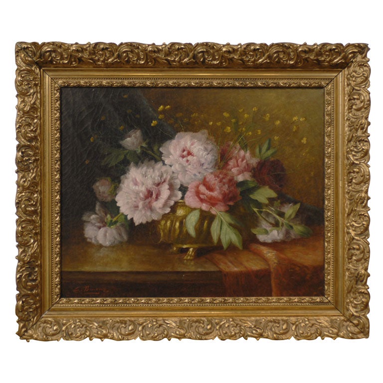 19th Century French Oil on Canvas Framed Still Life Bouvagne