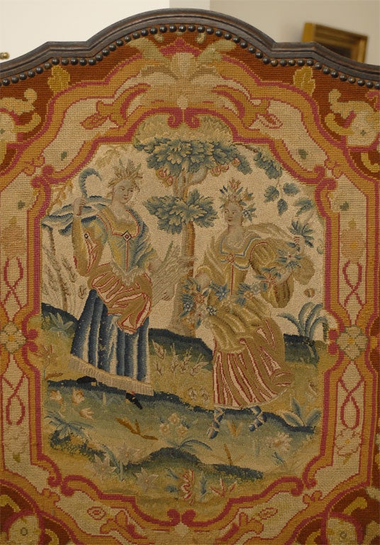 18th Century French Needlepoint Firescreen with Allegories of the Seasons 1