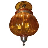 antique amber pumpkin belljar lantern