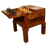 Art Deco Walnut Game Table with Pawns