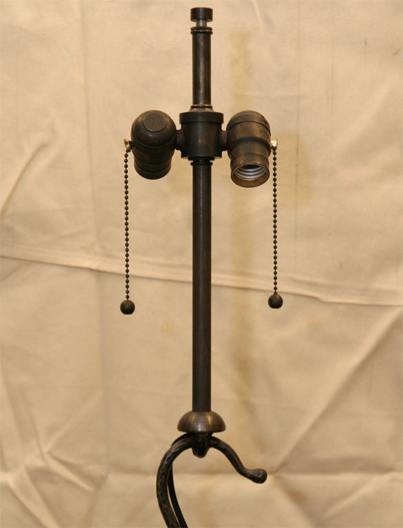 French  Floor Lamp Mid Century Modern wrought iron links 1940's For Sale