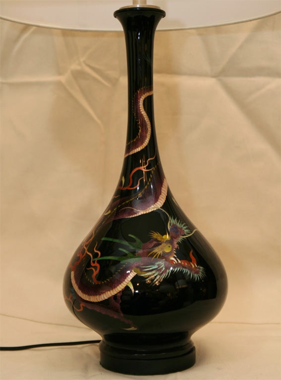 Japanese Cloissone Lamp with Dragon