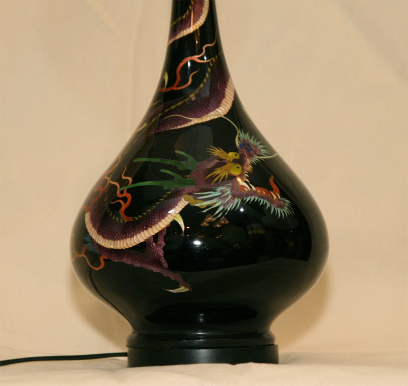 Cloissone Lamp with Dragon In Excellent Condition In New York, NY