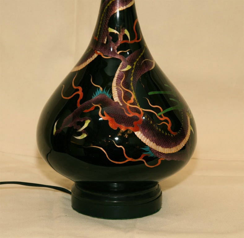 20th Century Cloissone Lamp with Dragon