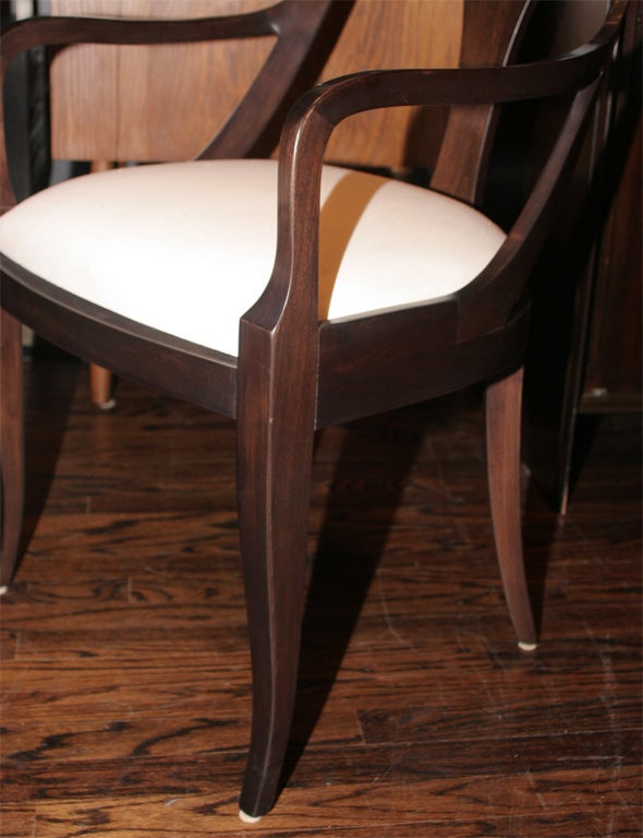 Mid-20th Century Set of Six Dark Mahogany Chairs by Kindel
