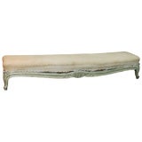 Antique 18TH CENTURY LOUIS 15TH STYLE, LONG UPHOLSTERED FOOTSTOOL