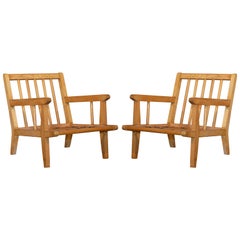 Pair of Light Oak Modernist Arm Chairs