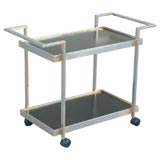 Vintage Nickeled Rolling Cart by Jacques Adnet