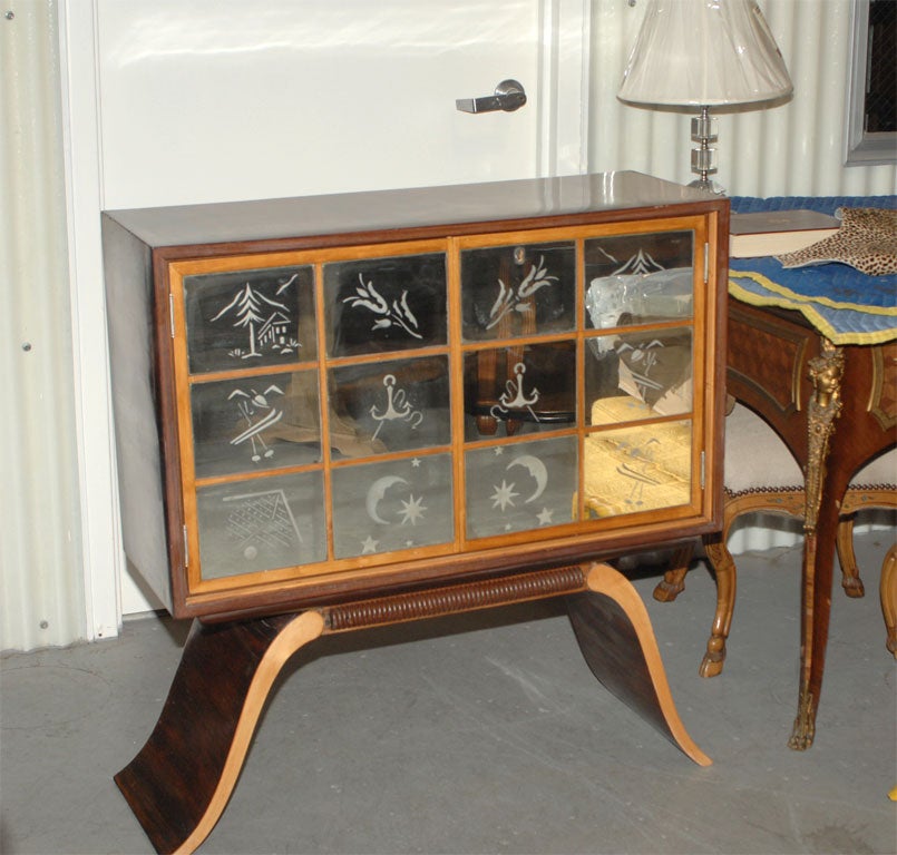 Art Deco mahogany and glass bar