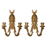 A Pair of French Neoclassical Style Gilt and Bronze Sconces