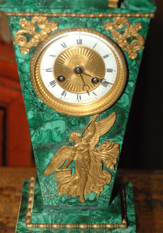 An 1890's  Neo-classical Style Malachite and Ormolu Clock 1