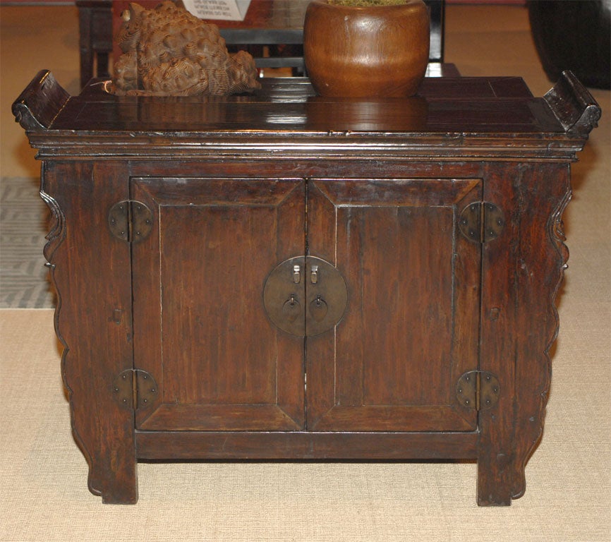 19th Century Chinese Elm Wood Altar Side Chest