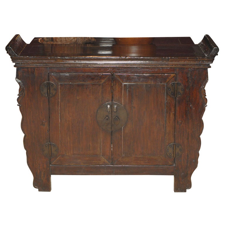 Chinese Elm Wood Altar Side Chest
