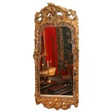 18th Century Danish Rococo Giltwood Border Glass Mirror