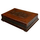 19th c. English Embossed Leather Document Box