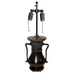 Bronze Vase Lamp with Handles