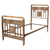 Pair of Brass Beds with Cherubs and Birds