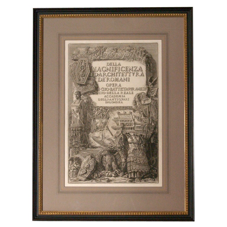 18rh C Italian Engraving of Title Page by Giovanni Battista Piranesi For Sale