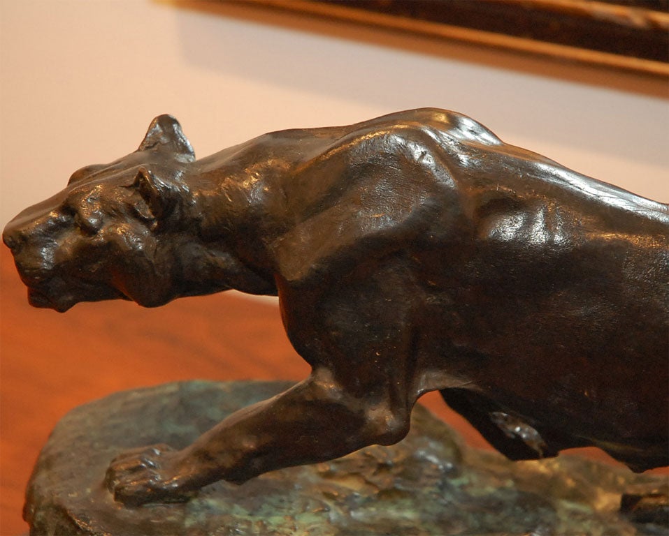 French Bronze panther statue signed E. Bonheur