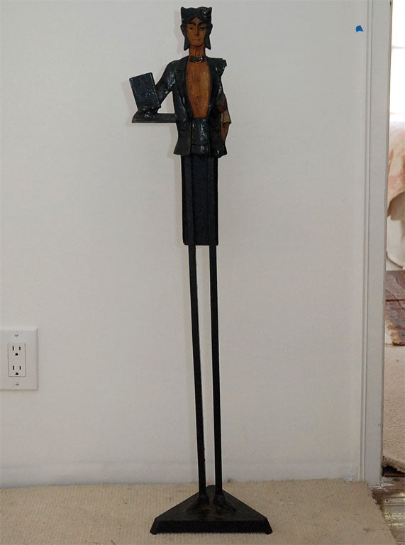 Standing iron painted  decorative match holder