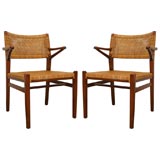 Set of Four Teak and Cane Dining Chairs by Erik Wortz