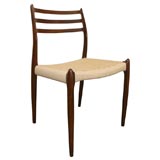 Set of 6  Rosewood Paper Cord Dining Chairs by Niels Moller