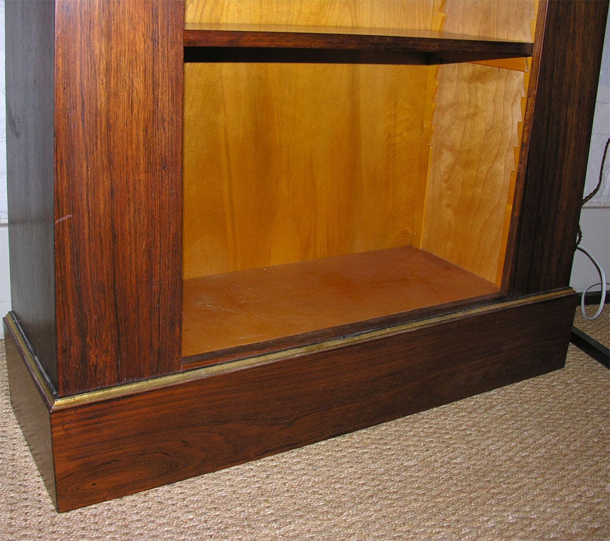 Pair of Rosewood and Ebonized Open Bookcases