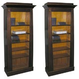 Pair of Rosewood and Ebonized Open Bookcases