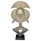 African Ancestral Guardian Figure of Sheet Brass and Wood