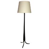 Overscaled Floor Lamp of Brass & Wood