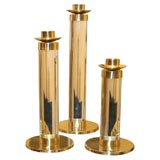 Large Lucite and Brass Candlesticks