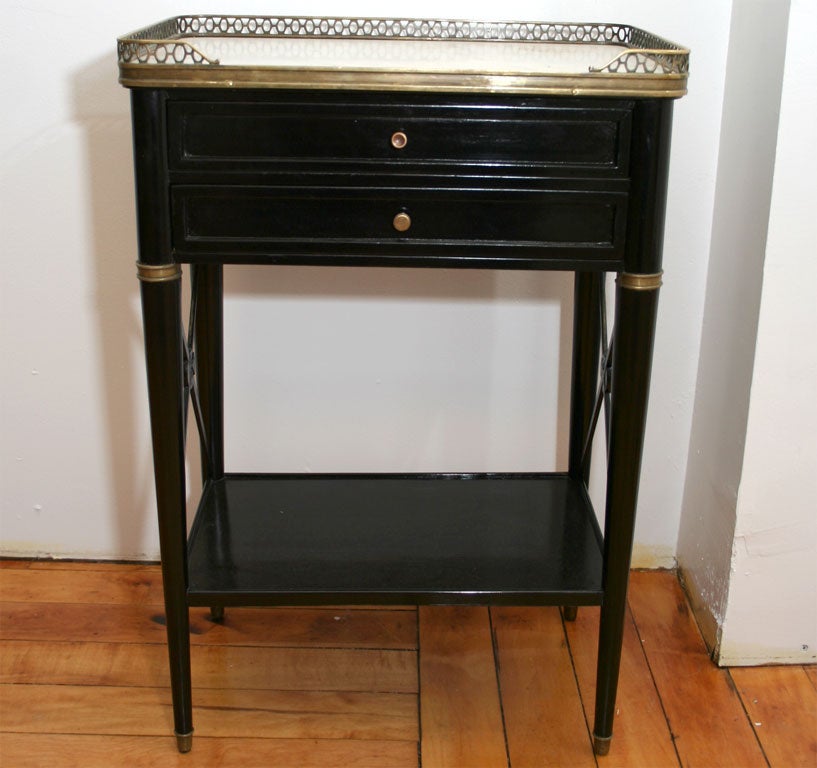 French Pair of Ebonized End Tables by Jansen For Sale