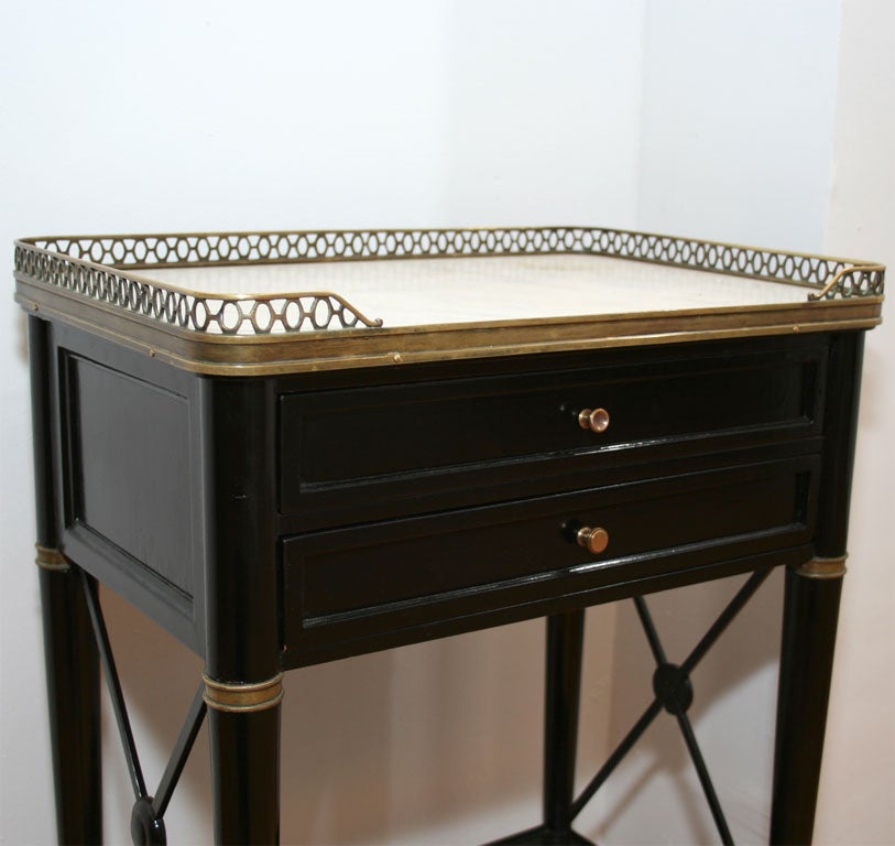 Mid-20th Century Pair of Ebonized End Tables by Jansen For Sale