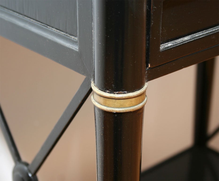 Wood Pair of Ebonized End Tables by Jansen For Sale