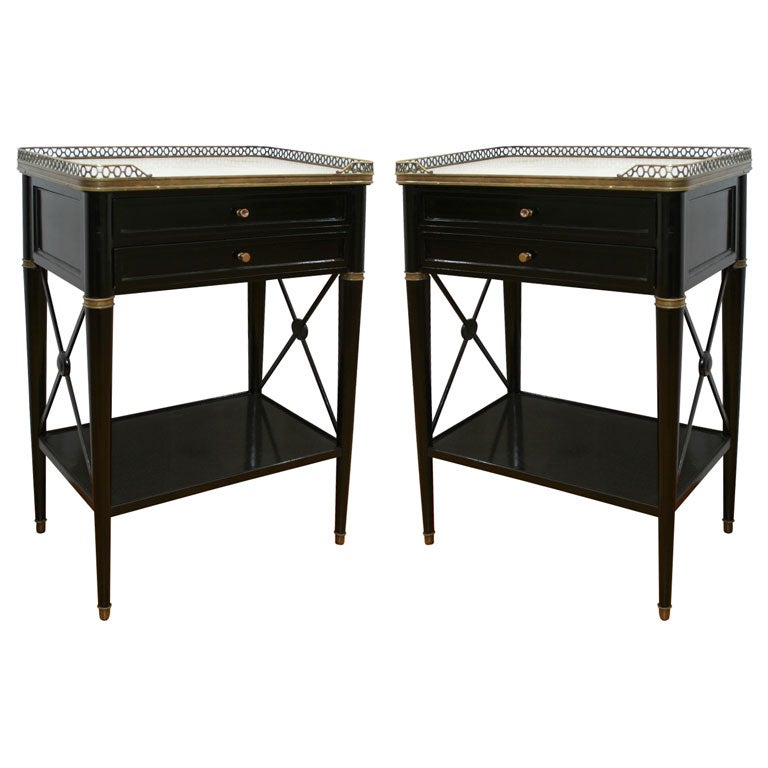 Pair of Ebonized End Tables by Jansen For Sale