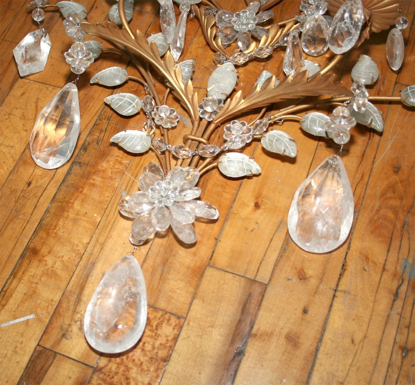 Set of Four Rock Crystal and Gilt Metal Sconces
