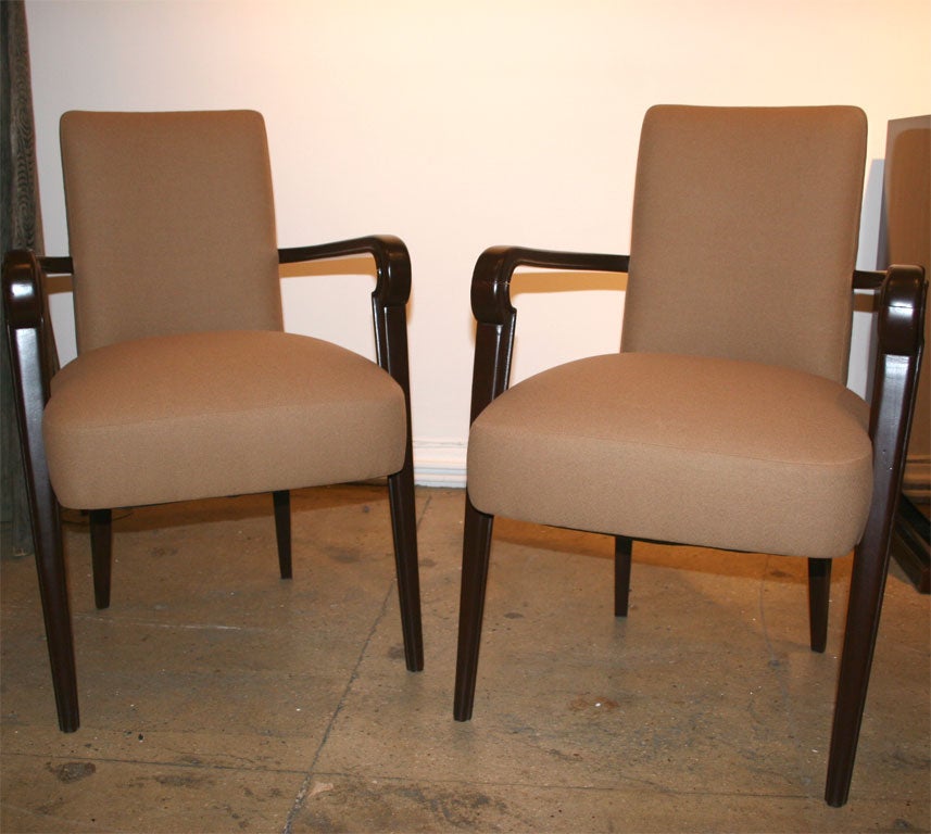 A pair of  French wood frame Armchairs.