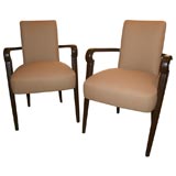 A pair of  French wood frame Armchairs.