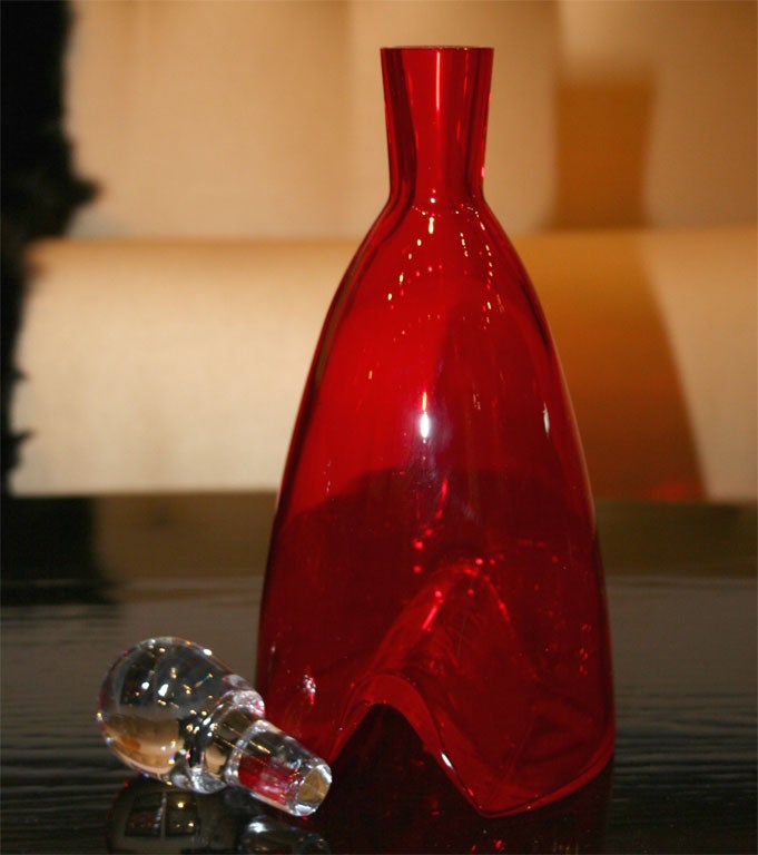 Late 20th Century A Danish Ruby Red Crystal Decanter